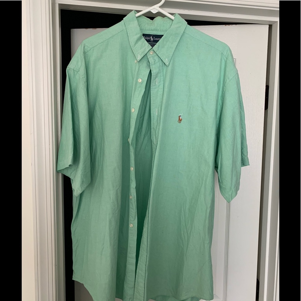 Mint green button down Ralph Lauren polo